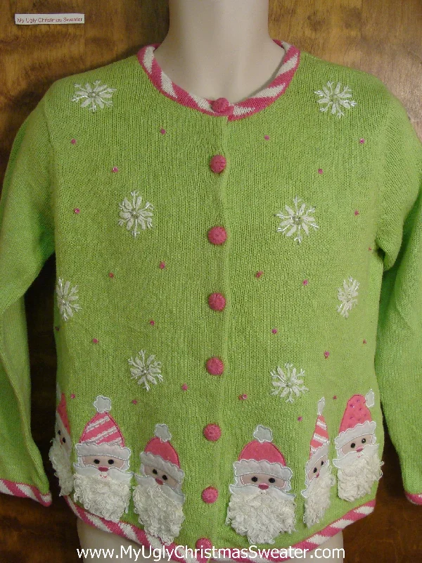 Christmas Market Tacky Pink and Green Jolly Santa Ugly Xmas Sweater