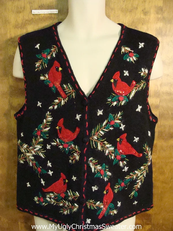 Christmas Tree Decorations Tacky Red Cardinal Birds Christmas Sweater Vest