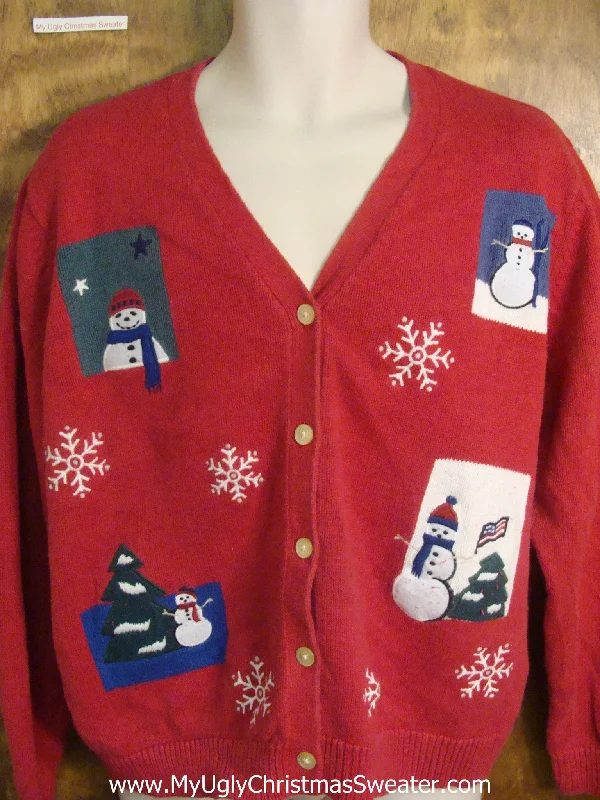 Christmas Happy Moments Tacky Snowman Festive Ugly Christmas Sweater