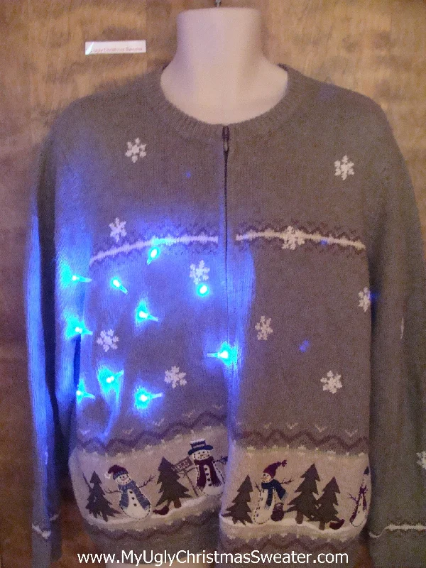 Christmas Jolly Time Tacky Snowman Party Light Up Ugly Christmas Jumper