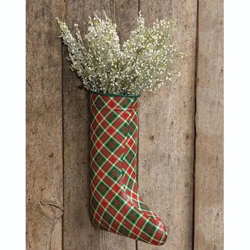 Christmas Tree Tartan Tidings Metal Stocking