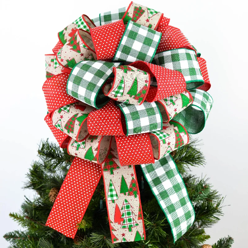 Christmas Candle Holders Red Emerald White Buffalo Check Christmas Tree Bow - Present Bow Christmas Candle Holders Red Emerald White Buffalo Check Christmas Tree Bow - Present Bow