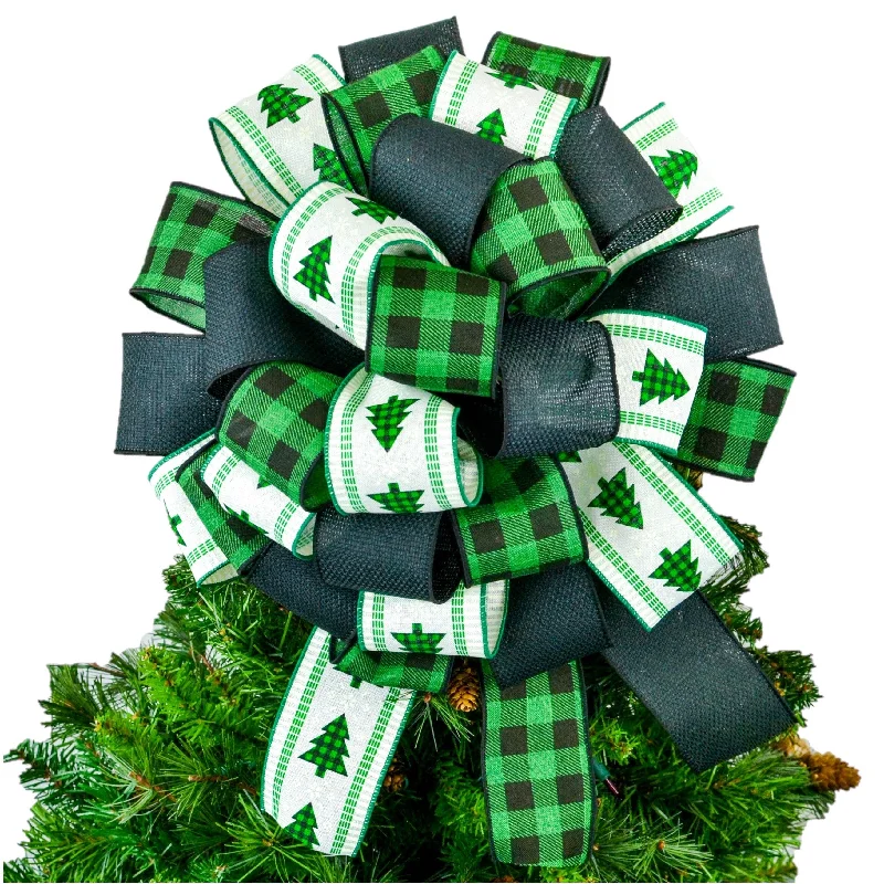 Christmas Hot Chocolate Emerald Green and Black Buffalo Plaid Christmas Farmhouse Bow - Checked Tree Topper Bow - Top of Present Bow Burlap Christmas Hot Chocolate Emerald Green and Black Buffalo Plaid Christmas Farmhouse Bow - Checked Tree Topper Bow - Top of Present Bow Burlap