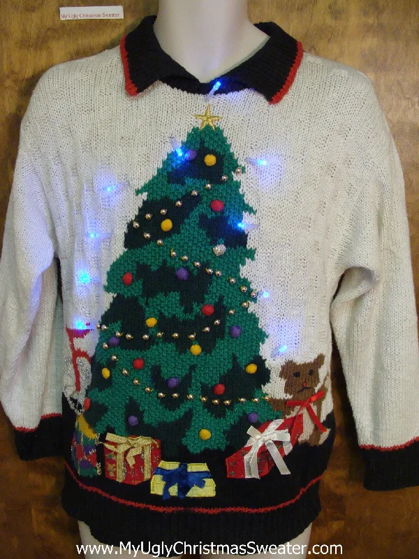 Christmas Pine Tree The Leaning Tree with Toys Light Up Ugly Christmas Jumper