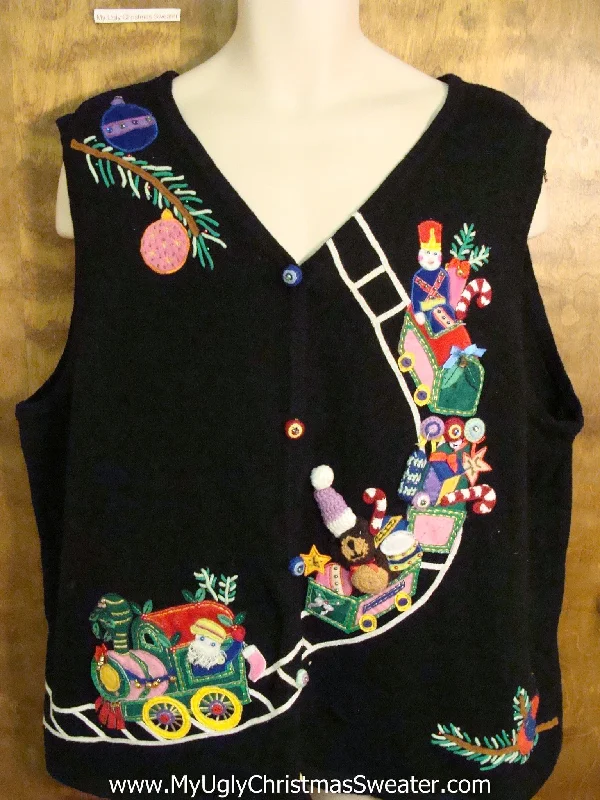 Christmas Toy Drive Train Full of Toys Christmas Sweater Vest