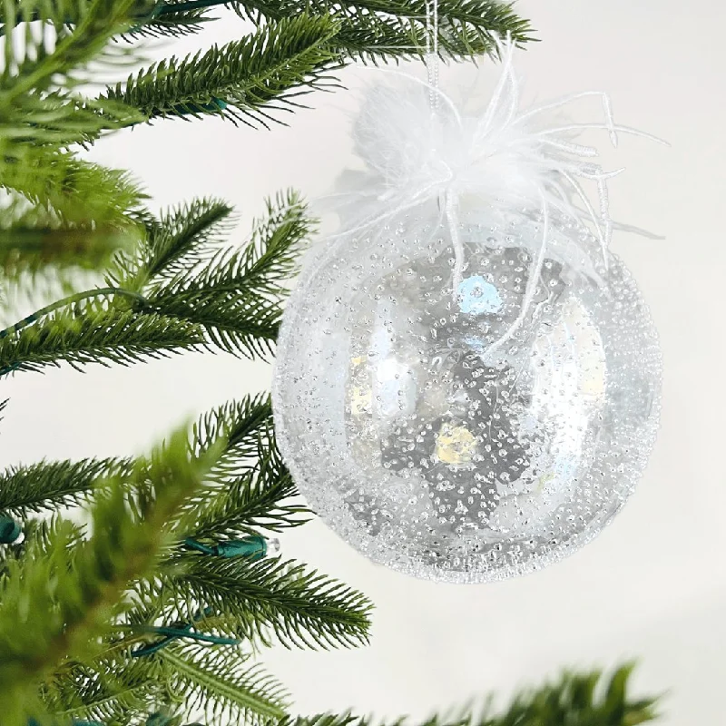 Christmas Baking Family Clear Ball Ornament with Sugar Beads & White Feathers