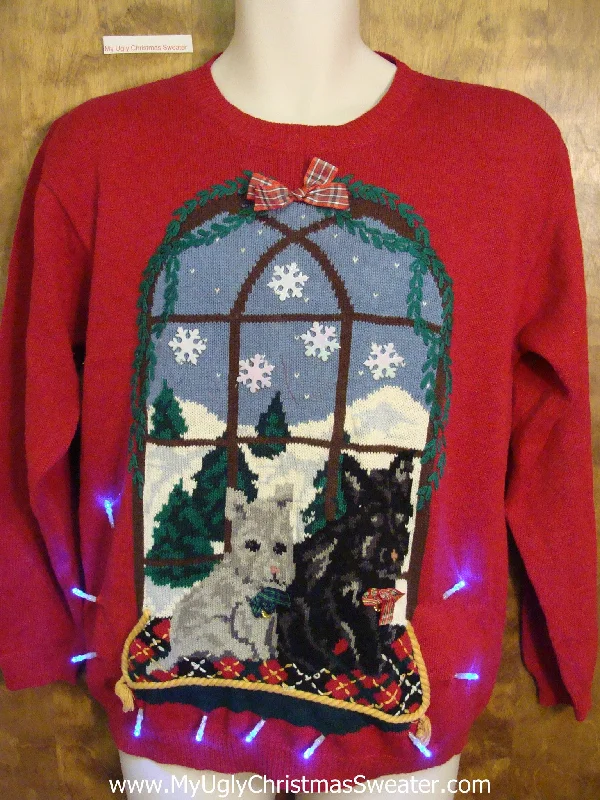 Two Dogs 80s Light Up Ugly Xmas Sweater