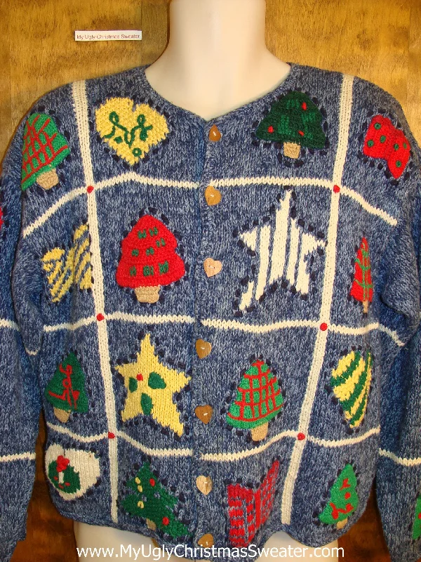 Christmas Wishes Two Sided 80s Blue Christmas Sweater
