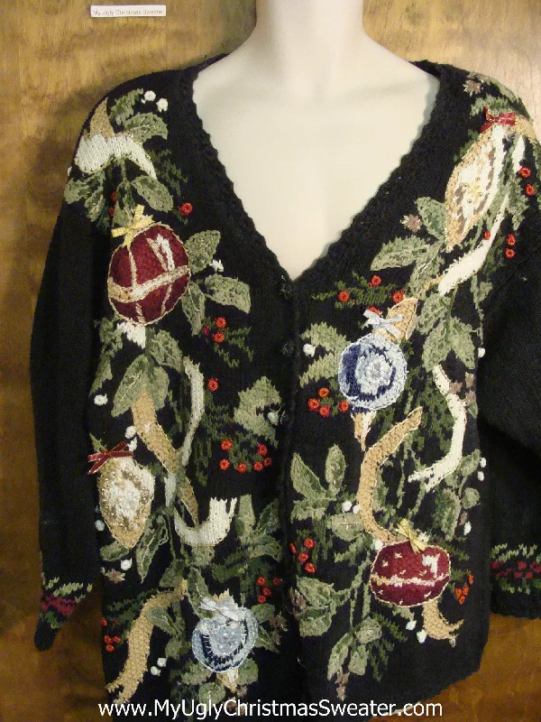 Christmas Gift Packing Ugliest 80s Ornament and Holly Festive Ugly Christmas Sweater