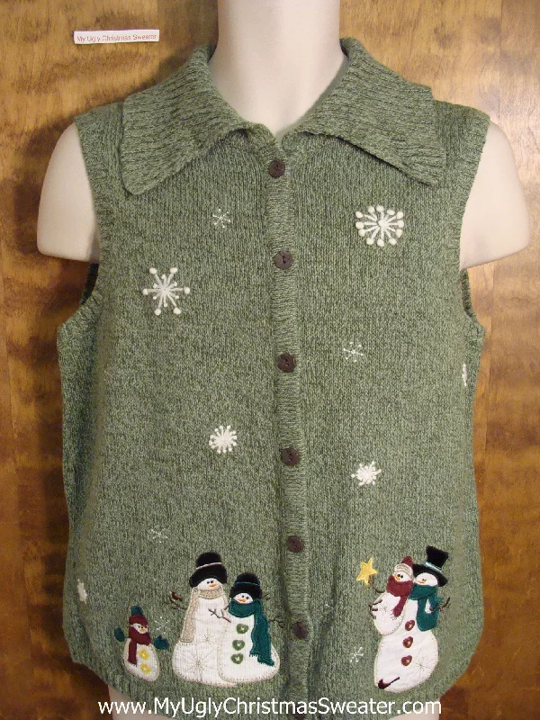Christmas Jingle Bells Ugly Christmas Sweater Vest wiht Snowmen