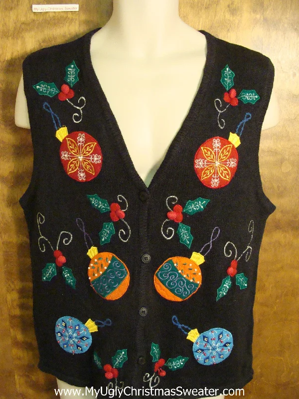 Christmas Handmade Decorations Ugly Christmas Sweater Vest with Colorful Ornaments