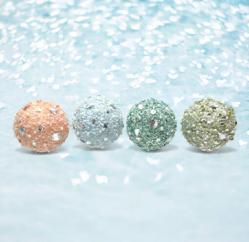 Christmas Snow Angels Under The Sea Ball Ornaments Assorted Set Of 4
