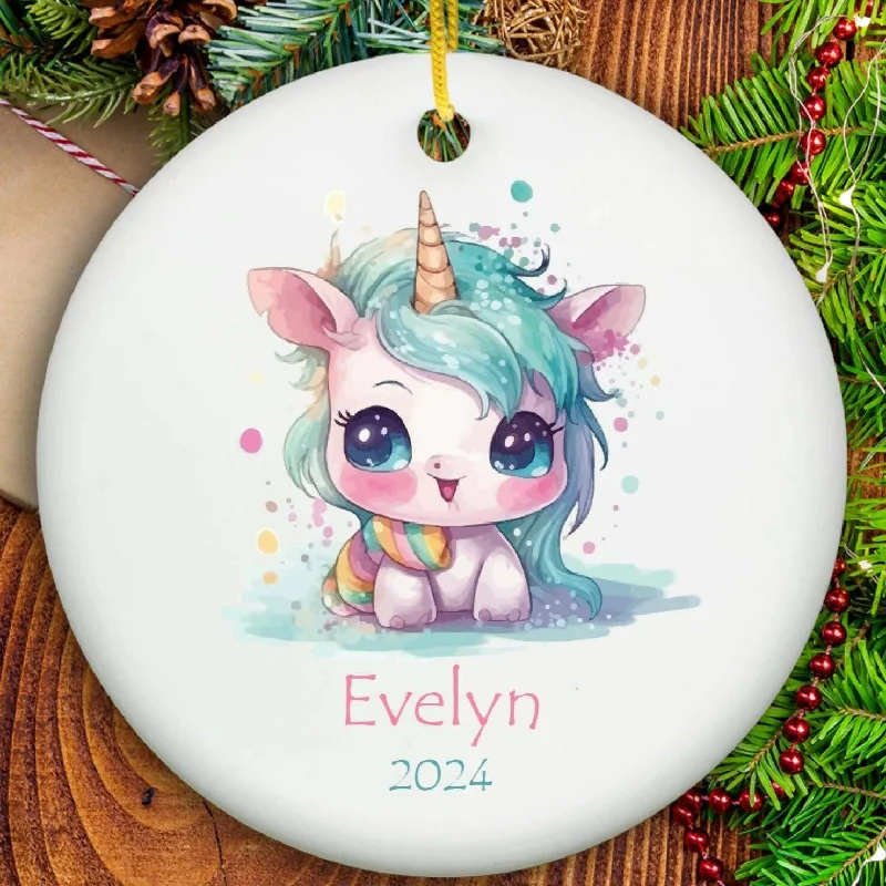 Christmas Toy Drive Unicorn Ornament - Ceramic