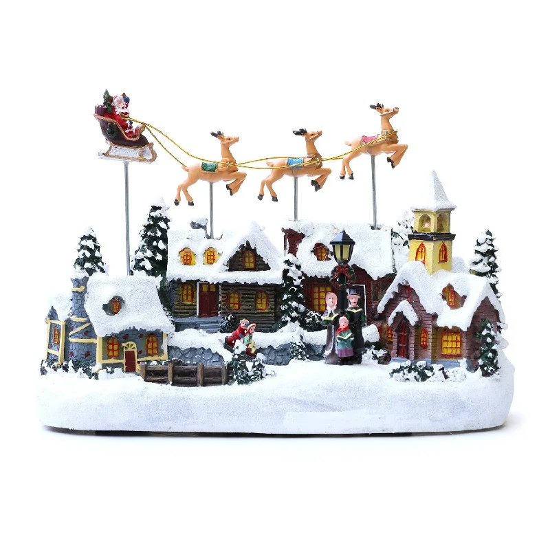 Christmas Wishes Christmas Village House with Santa Claus and Flying Reindeers CVL010 Christmas Wishes Christmas Village House with Santa Claus and Flying Reindeers CVL010