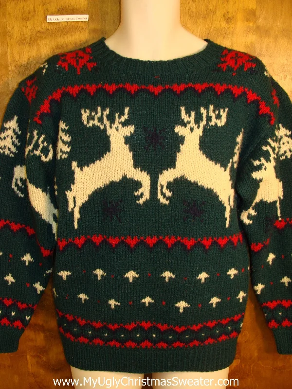 Festive Season Vintage Style Leaping Reindeer Holiday Sweater