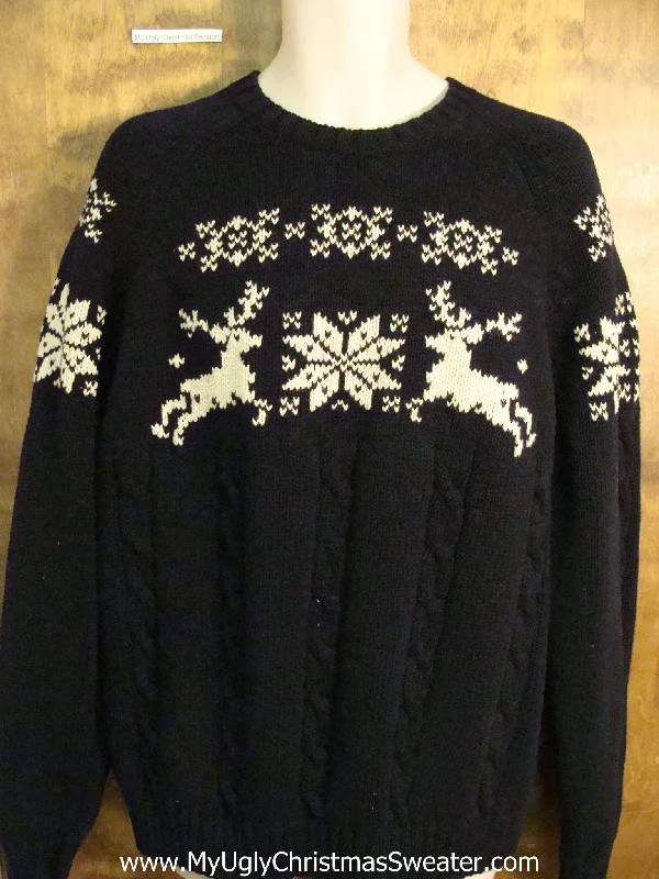 Christmas Candles Vintage Style Leaping Reindeer Mens Christmas Sweater