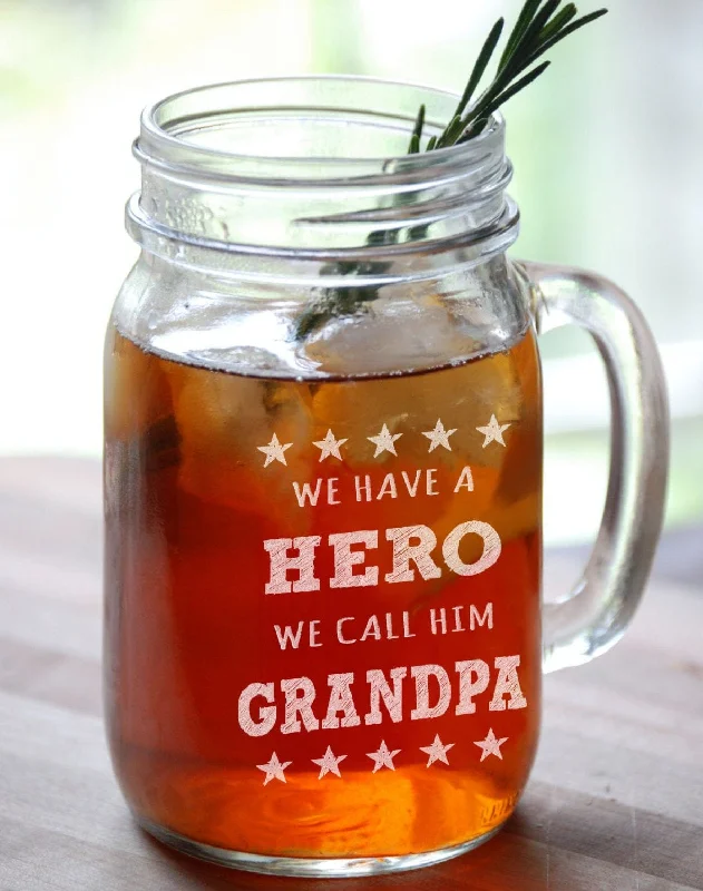Christmas Stockings We have a Hero We Call Him Grandpa Fathers Day Gift Engraved Mason Jar Drinking Beer Mug Glass Etched Grandfather Papa Poppa Grandkids Christmas Stockings We have a Hero We Call Him Grandpa Fathers Day Gift Engraved Mason Jar Drinking Beer Mug Glass Etched Grandfather Papa Poppa Grandkids