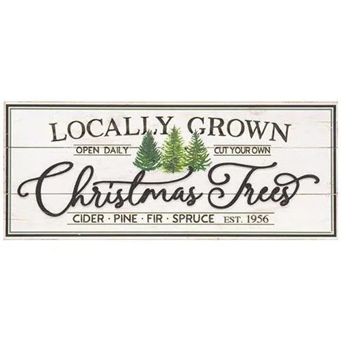 Holiday Lights Weathered Locally Grown Christmas Trees Wooden Sign