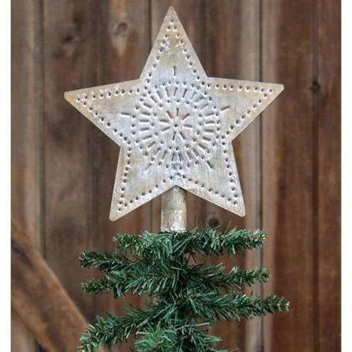 Christmas Church Service Whitewashed Star Tree Topper, 9"