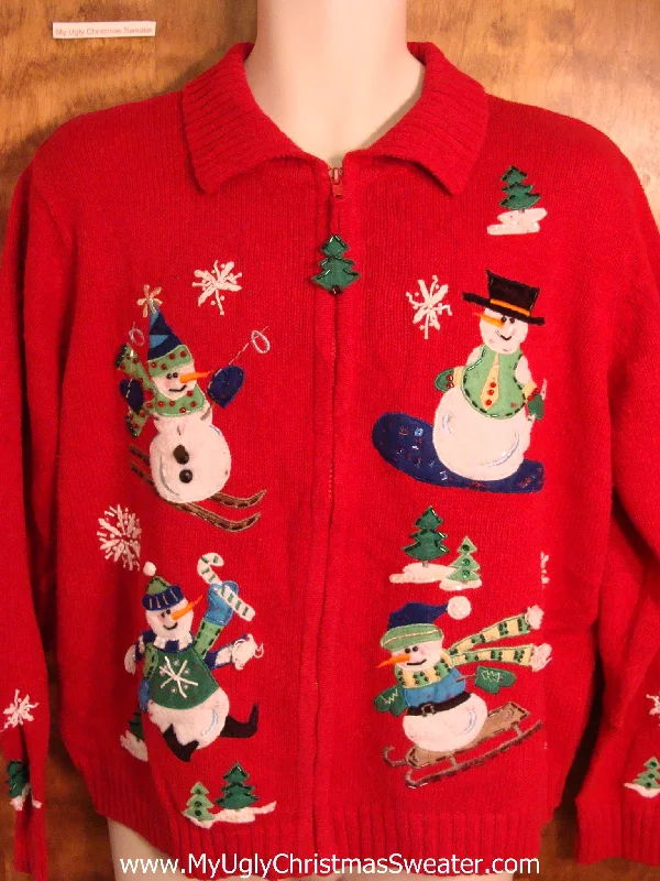 Christmas Fireplace Socks Winter Sports Snowmen Ugly Christmas Sweater