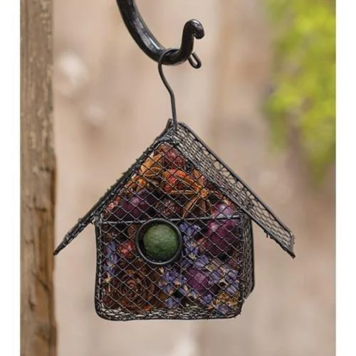 Holiday Lights Wire Birdhouse Ornament w/Lavender Fields Potpourri